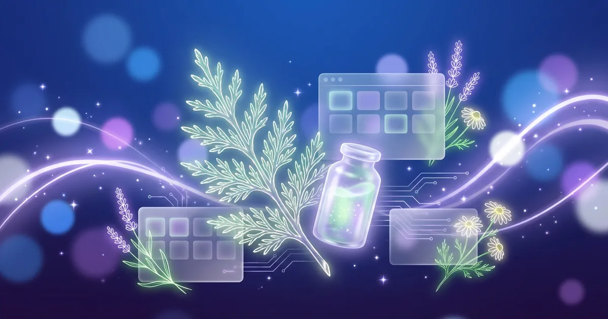 Visualización abstracta y etérea que representa el perfil del remedio Thuja Occidentalis